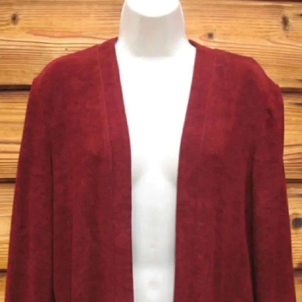 NWOT  Deep Red Long Cardigan Duster Jacket - Picture 4 of 7